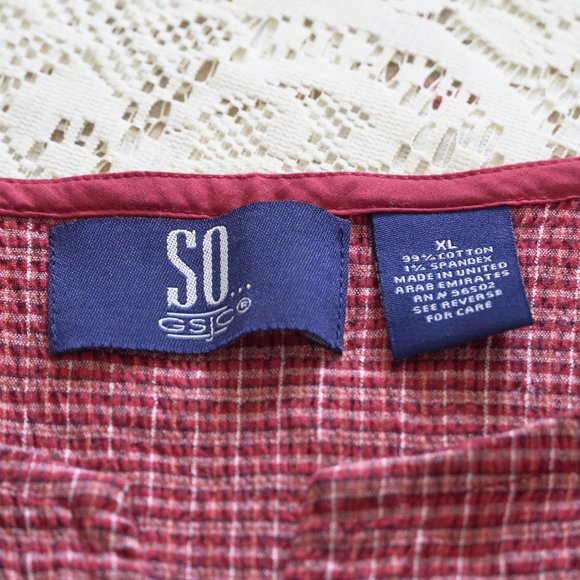 Vtg 90's SO GSJC Sleeveless Red Stripe Pleated Top - Picture 3 of 5